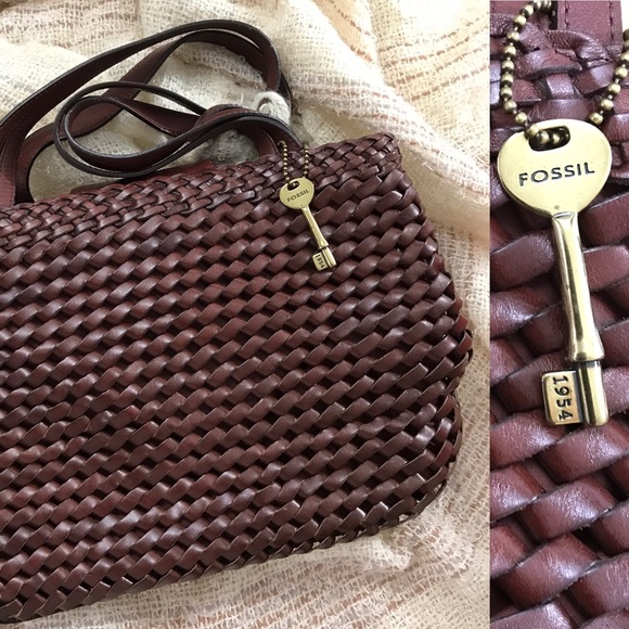 Fossil Handbags - FOSSIL PURSE Woven Leather with key charm